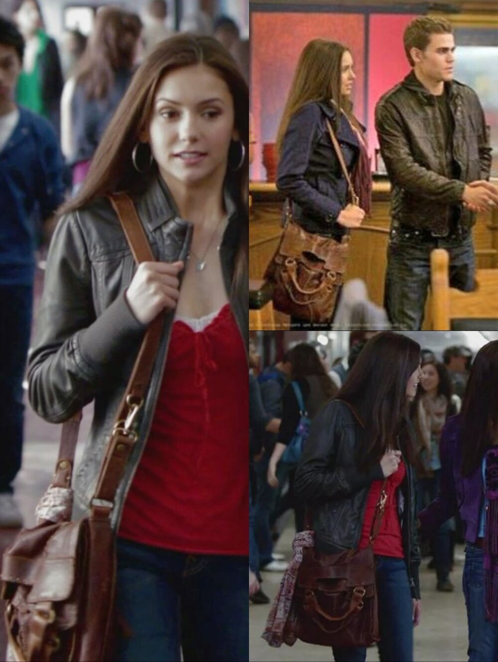 ASO Elena Gilbert Vampire Diaries Pilot Y2K Brown Leather Bag Purse Lucky Brand